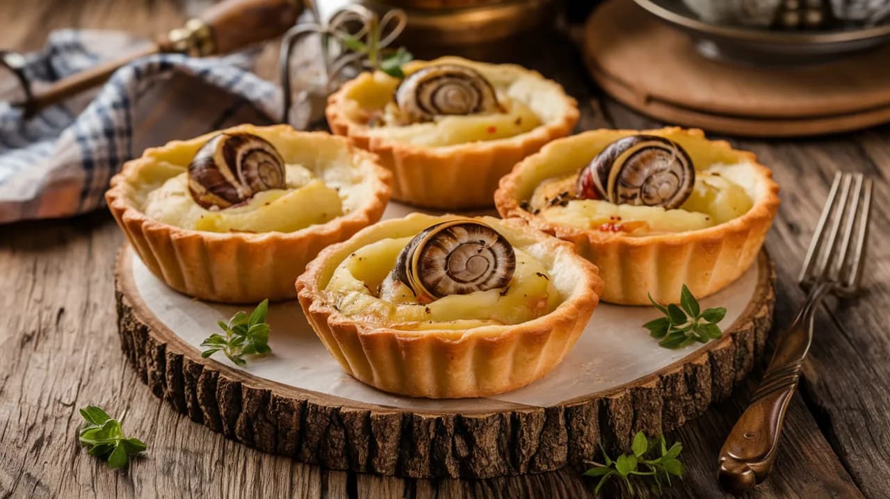 Tartelettes moelleuses aux pommes de terre et aux escargots