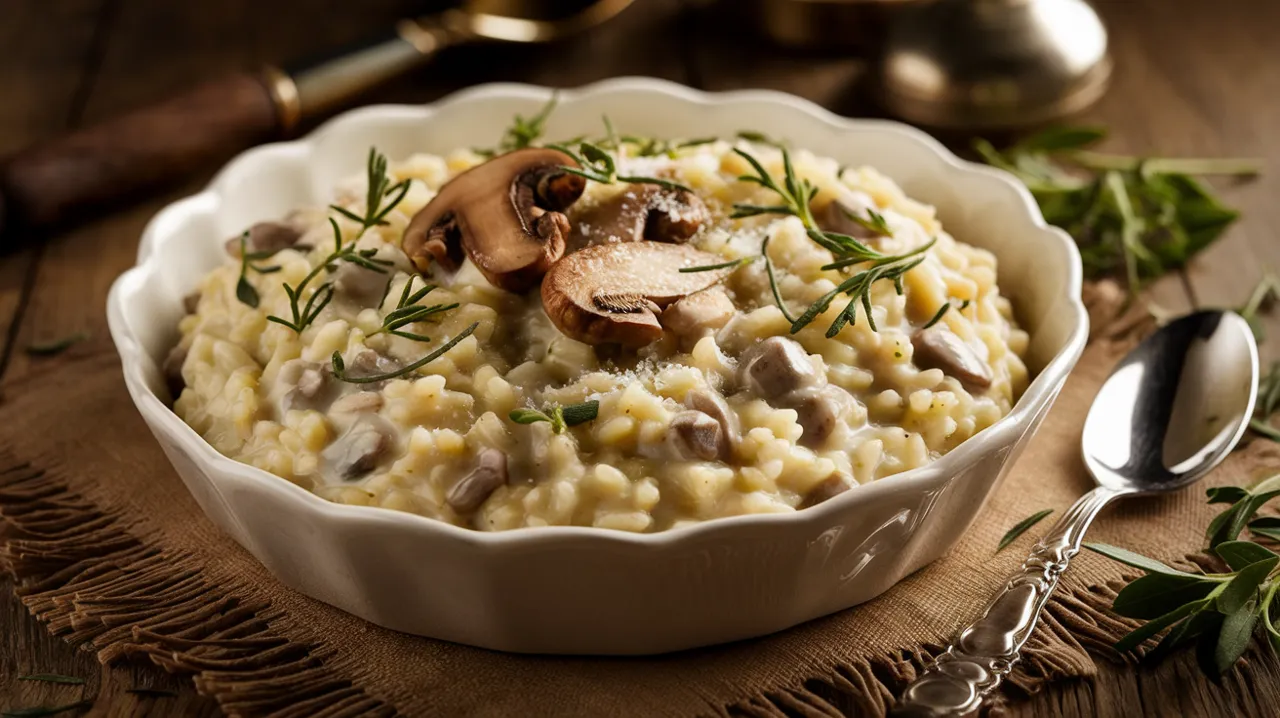 Risotto crémeux aux champignons et parmesan