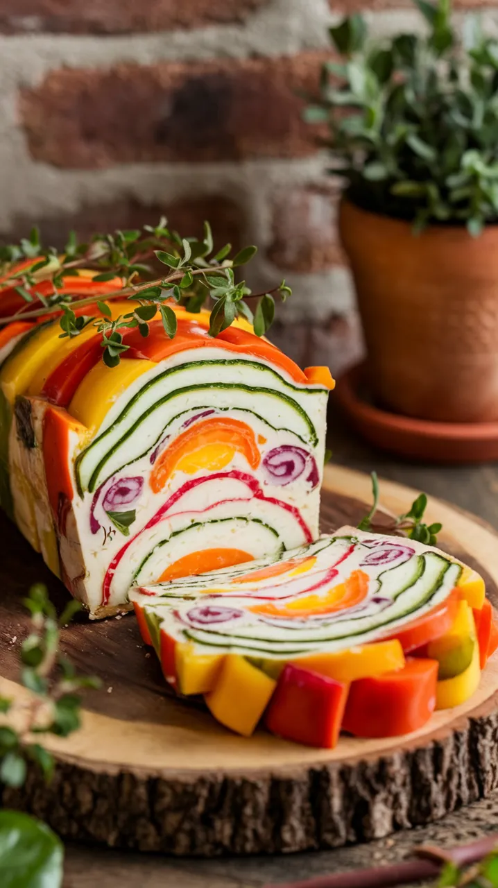 Terrine de légumes colorés et fromage frais