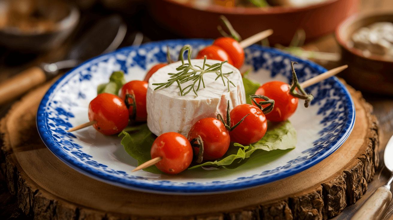 Brochette de chèvre frais et tomate cerise