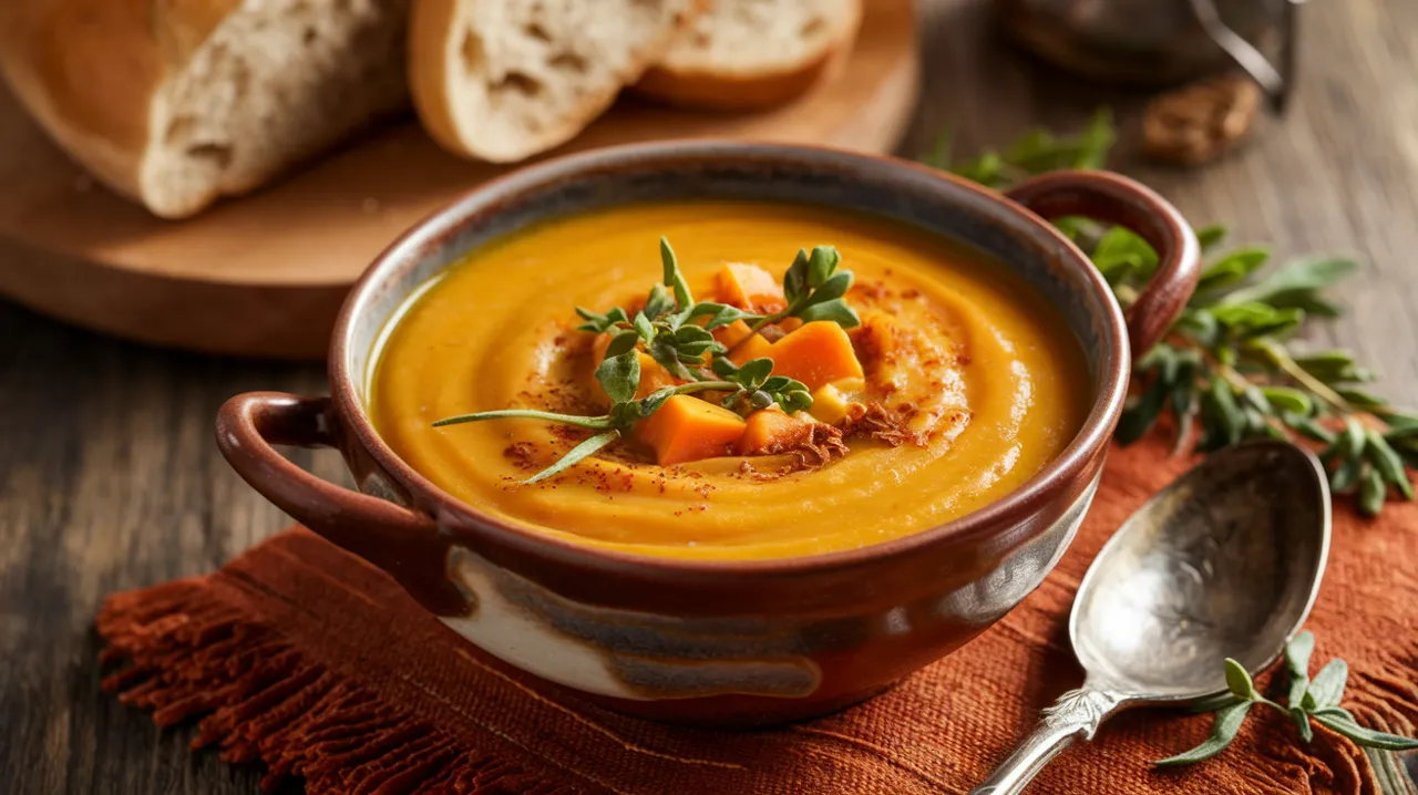 Soupe de châtaignes et potiron aux épices douces