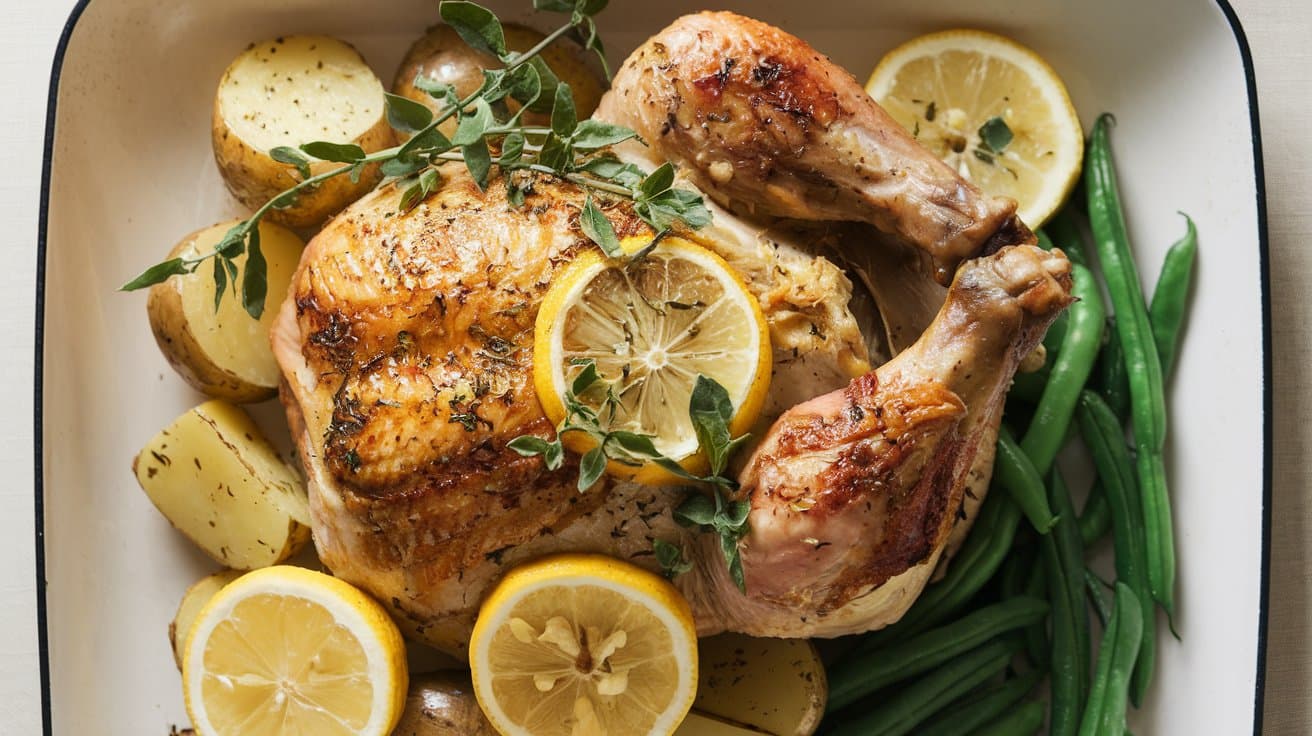 Poulet rôti au citron et herbes