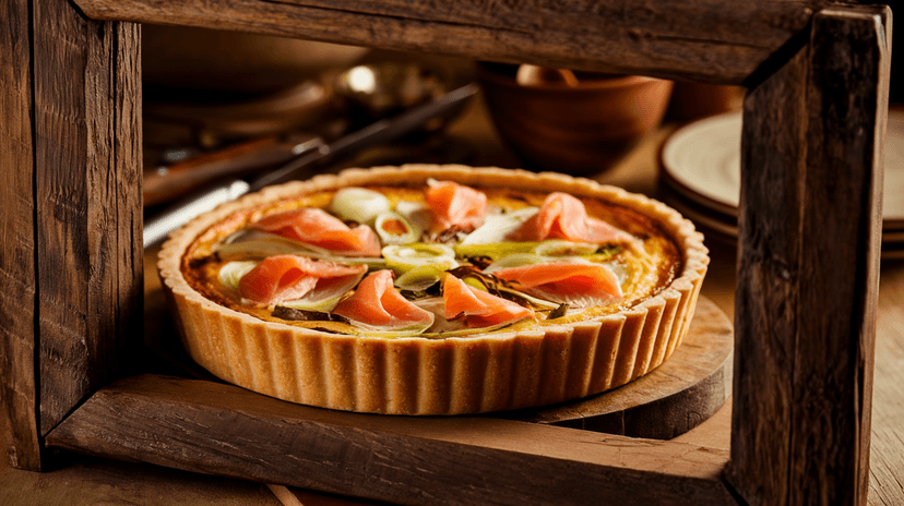 Quiche au poireau et saumon fumé