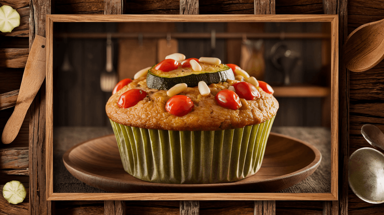 Muffin de Courgette, Tomates et Pignons de Pin