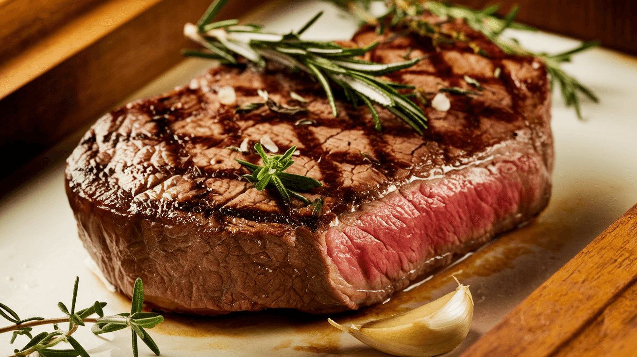 Steak grillé aux herbes et à l'ail