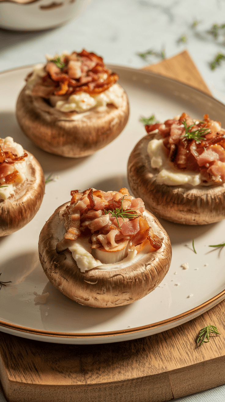 Champignons Farcis au Bacon et Parmesan Keto