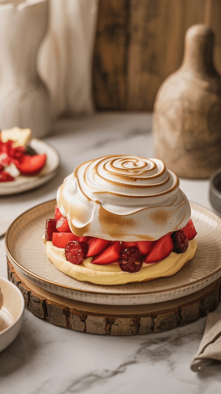 Pavlova aux Fruits Rouges et Crème Vanillée