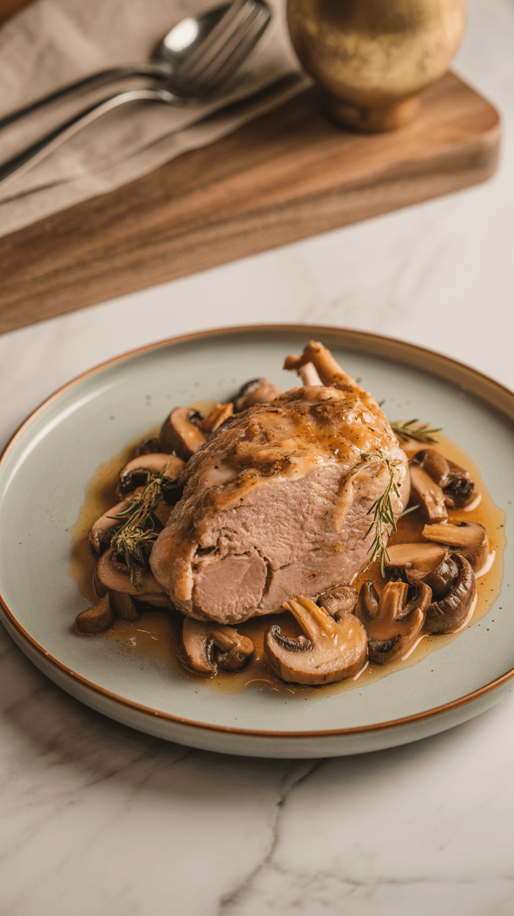 Rôti de Magret Farci aux Champignons et Foie Gras
