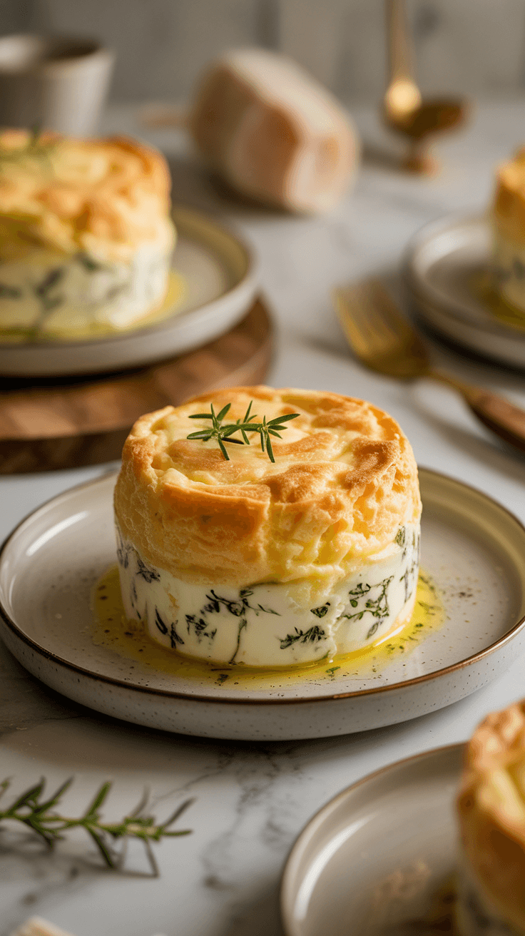 Soufflé Keto au Fromage d'Asiago et Herbes