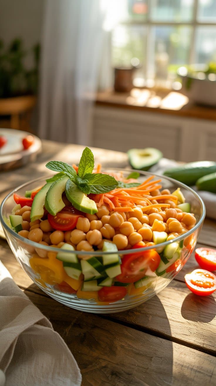 Salade de pois chiches aux légumes croquants