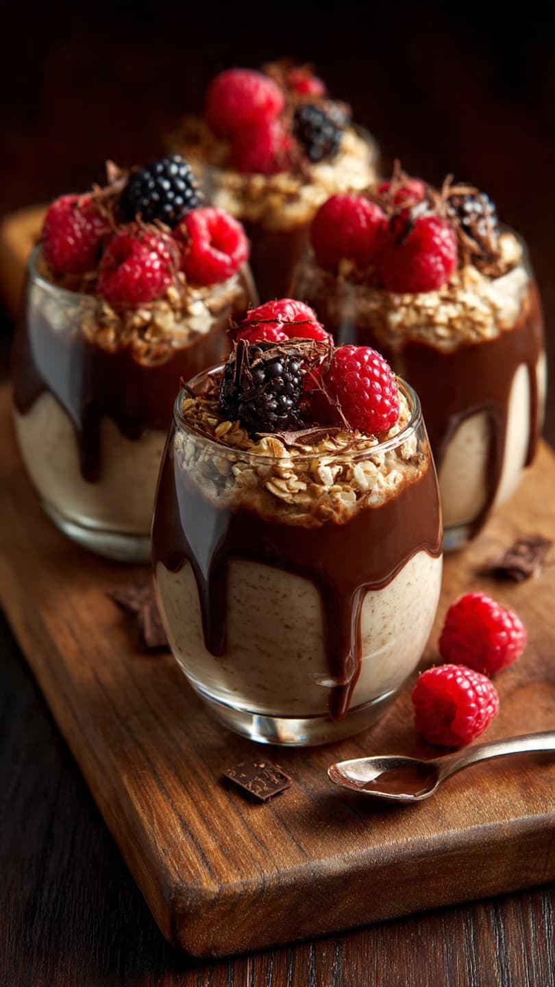 Verrines à l'avoine et chocolat noir