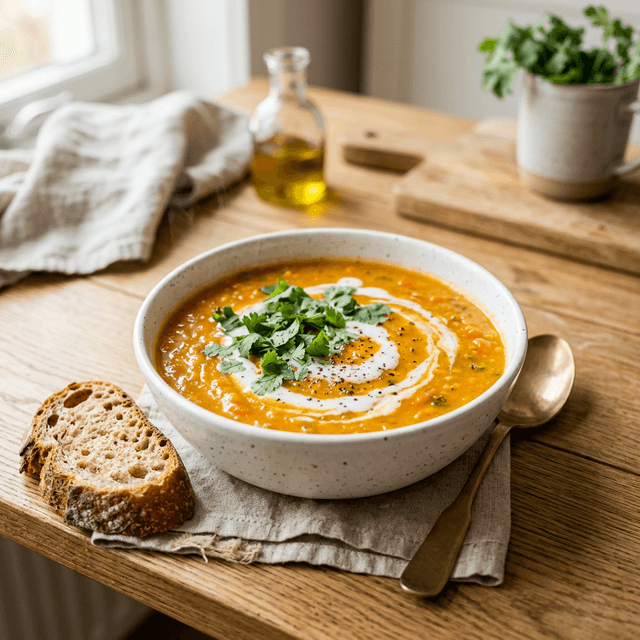 Soupe de carotte aux lentilles corail